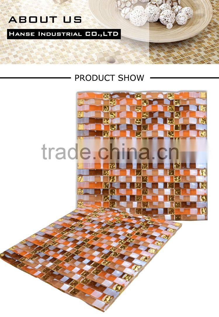GT002 red glass floor rose pattern bamboo mosaic
