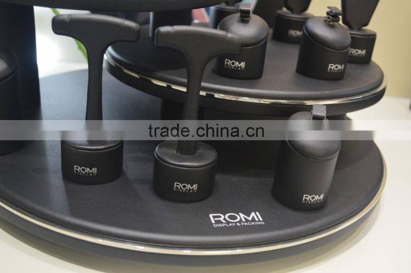 New arrival PU leather jewelry table stands layered jewellery table display props