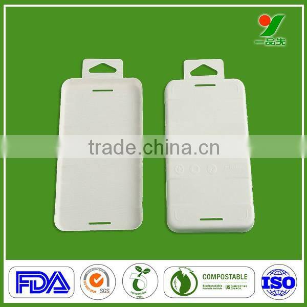 Wholesale eco-friendly biodegradable sugarcane fiber phone case packaging tray with bagasse pulp