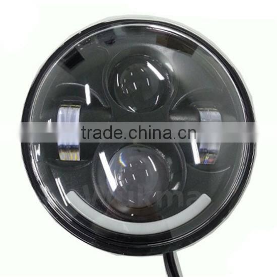 5.75 inch LED Headlight 5-3/4" 40W Headlamp DRL with Angel Eyes Daymaker Projector Auxiliary Lighting Kit for Harley Motorcycle