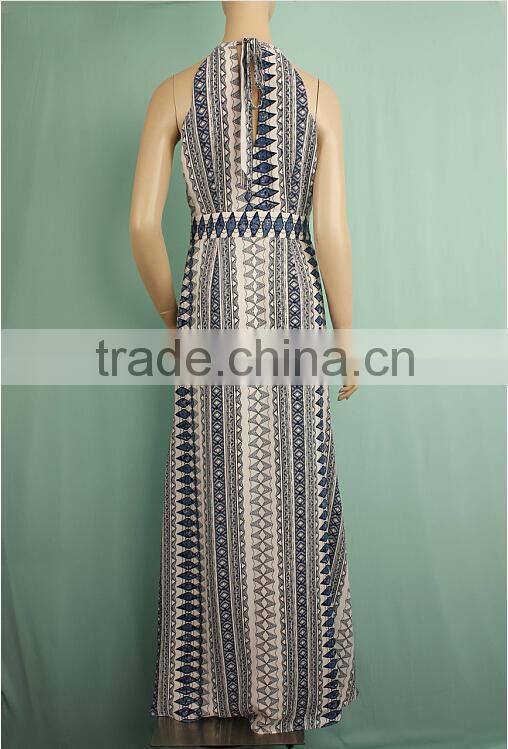 Wholesale latest style printed sleeveless ladies western long dress WD150932758