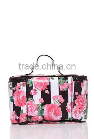 Coated canvas Floral Striped Cosmetic Case