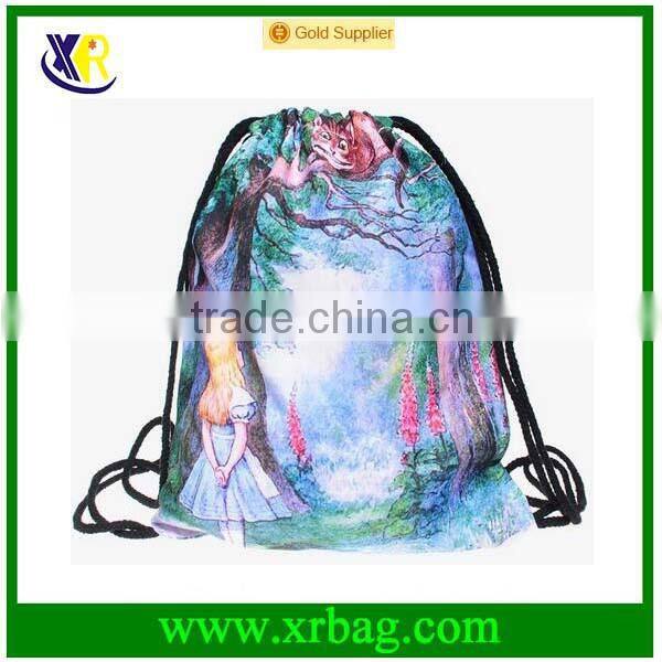 Student Daypacks Print Girl in Forest Backpack Travel Drawstring Sports Bag