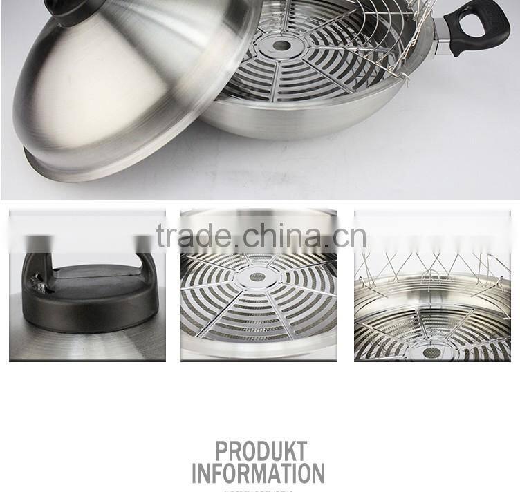 Allnice health high efficiency nonstick cookware metal stainless steel frying pan with sanding body double bakelite handle