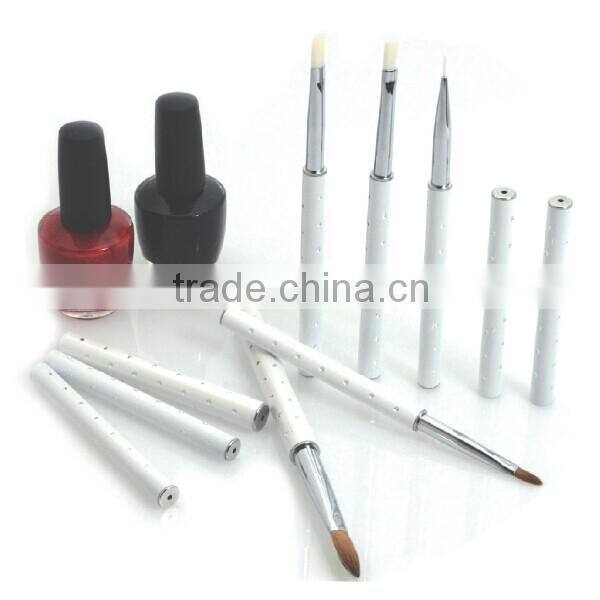Professional kolinsky nail art brush with silver metal aluminum handle