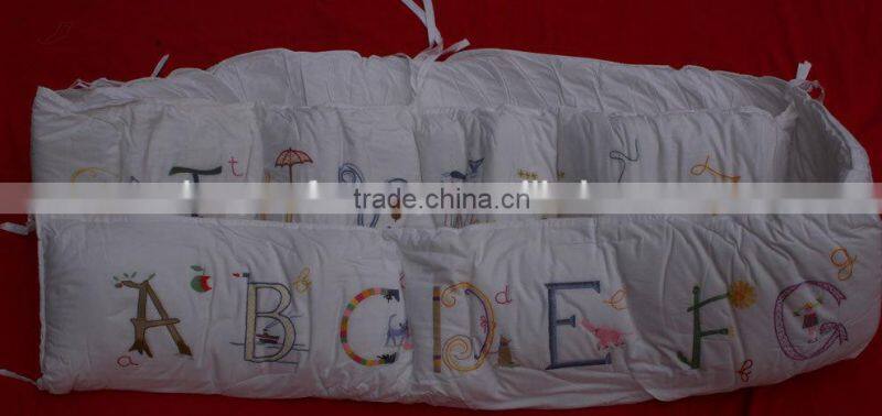 Hand embroidered ABC baby bumper-quilt set