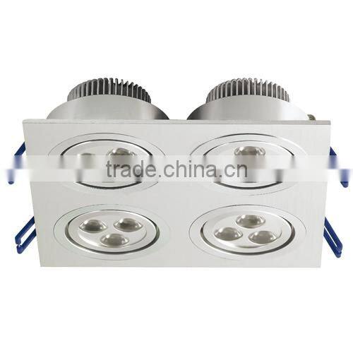 Aluminum base white/silver led recessed downlight