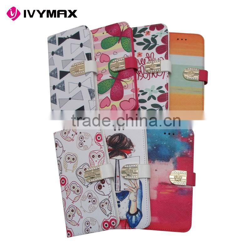 Best selling products phone leather pouch case with metal diamond buckle for apple iphone 6s mobile phone cover