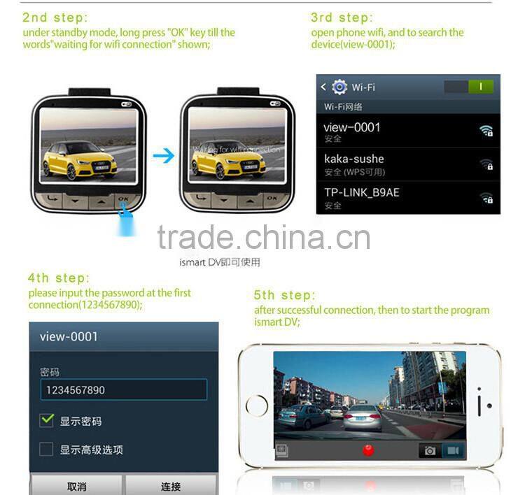 G55W Wifi Car camera recorder Full HD 1080P 2.0"LCD Car Dvr G-sensor IR Night Vision Support Android phones Recorder Dash Cam