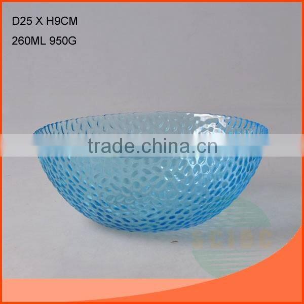 2200ml clear glass food and fruit bowl in blue
