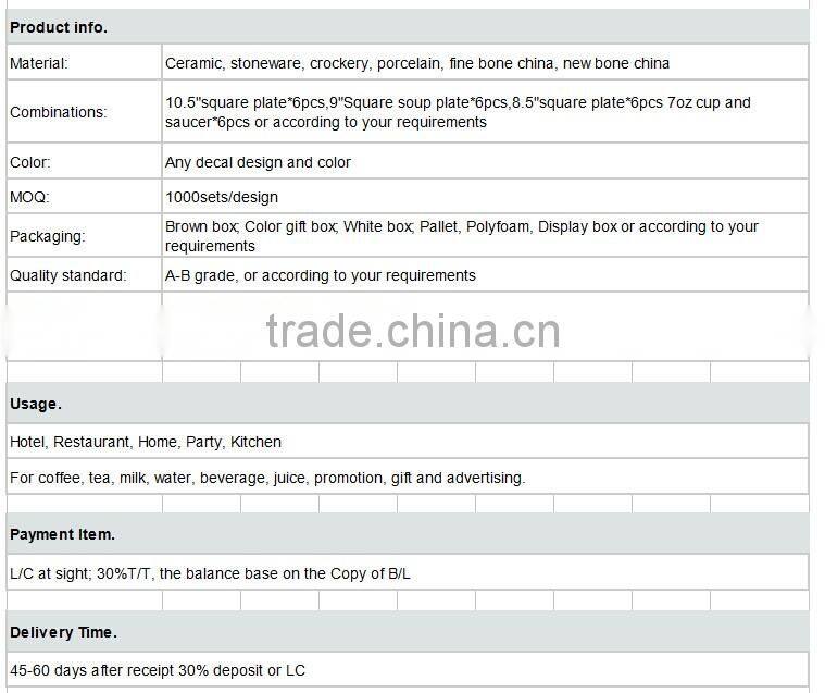 PASS TEST brand names of dinner sets, germany dinner set porcelain, square dinner set