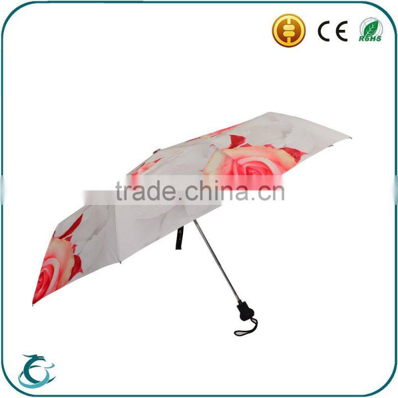chinese fashion 3 fold customize rose auto open umbrella