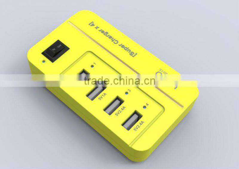 20W 4 Port Multiple USB Family-sized Desktop Rapid Charger Multi Travel Power Adapter for USB-Charged Devices(Black)