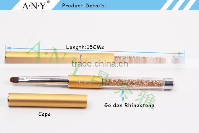 ANY Nail Art Design Care Golden Nail UV Gel Brush Rhinestones Handle