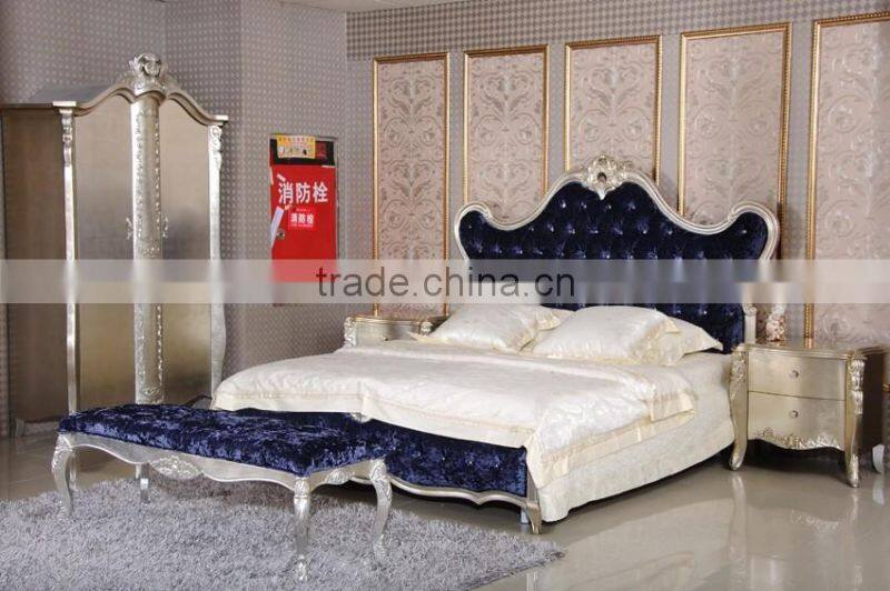 Synthetic leather Royal Rococo royal russian bedroom furniture