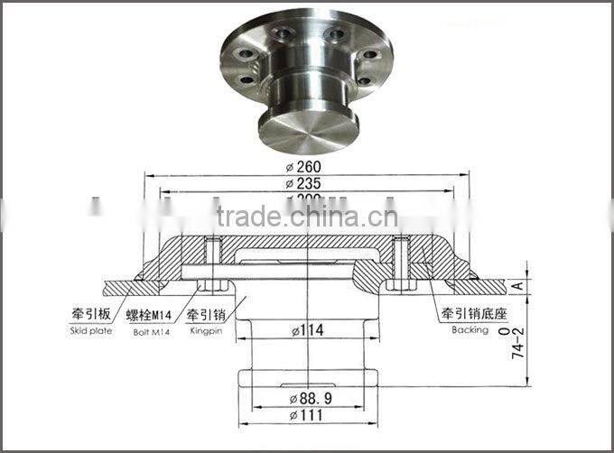 Heavy Duty 3.5 Inch Truck Parts Bolt-in Kingpin For Semi Trailer