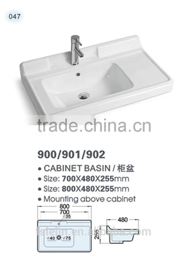 FOSHAN LELIN ceramic L1000mm cabinet basin middle size vanities top bathroom basin of LT-050