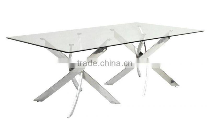 Stainless Steel Base with Glass Dining Table A301A#
