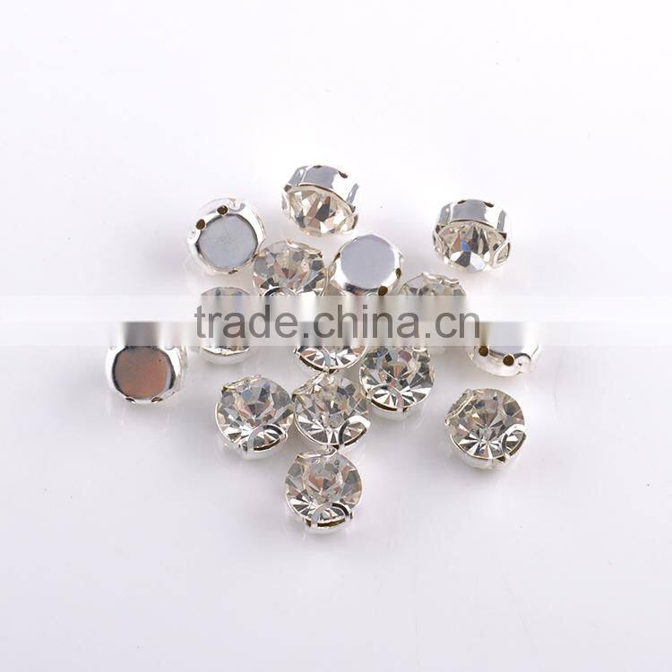 Silver rhinestone single claw sew on rhinestone claw setting crystals