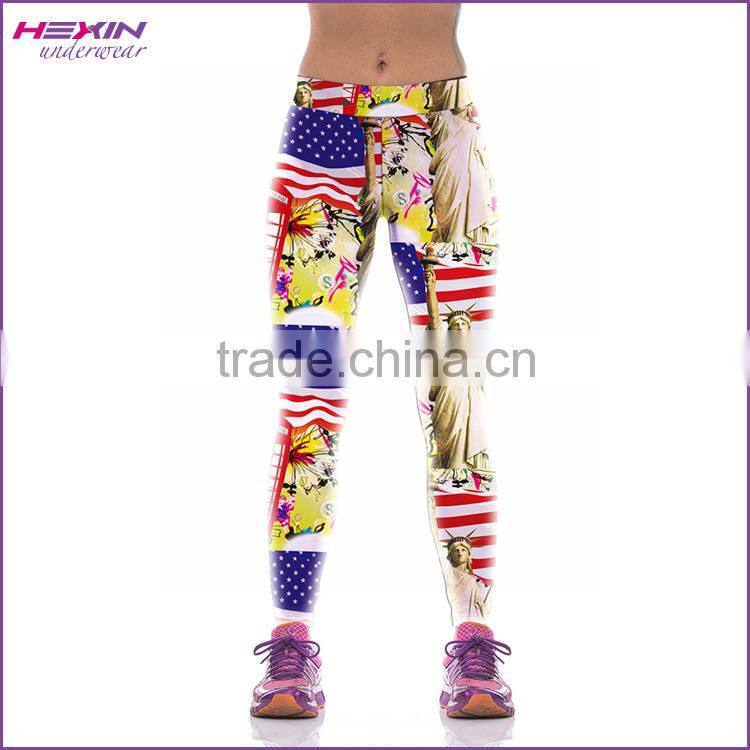 Free shipping womens printed shiny 3d leggings