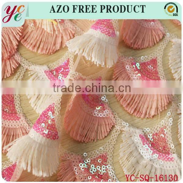 New multi color fan blade type net sequin fabric for dancing