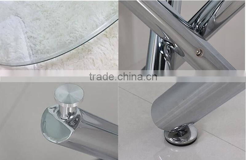 2016 popular design glass top metal dining table