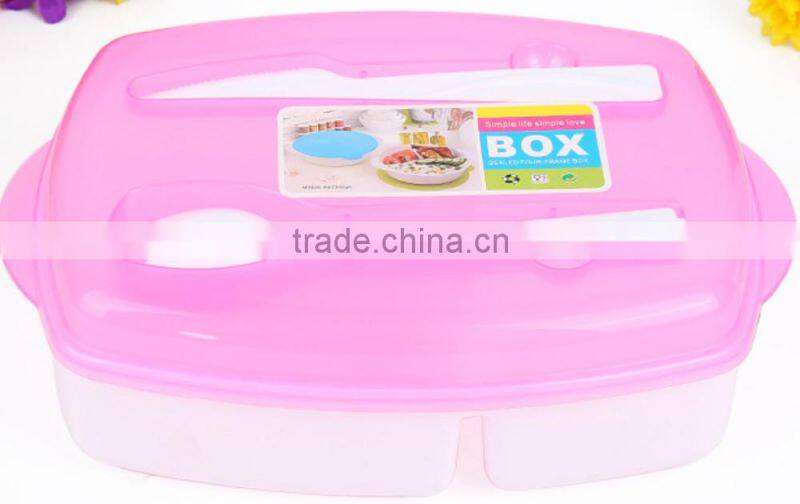 The new 2016 built-in three bento boxes Easy to carry the environmental protection plastic lunch box set of box of wholesale