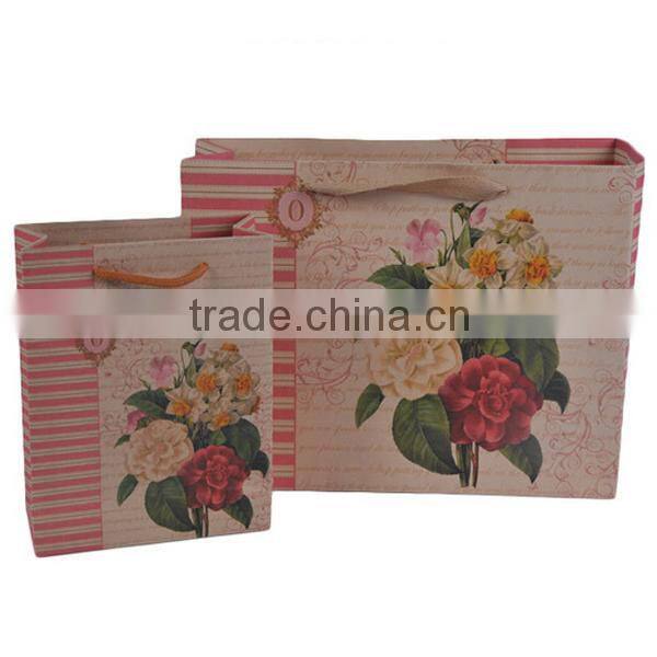 Antique Flower Printing Paper Shopping Bag
