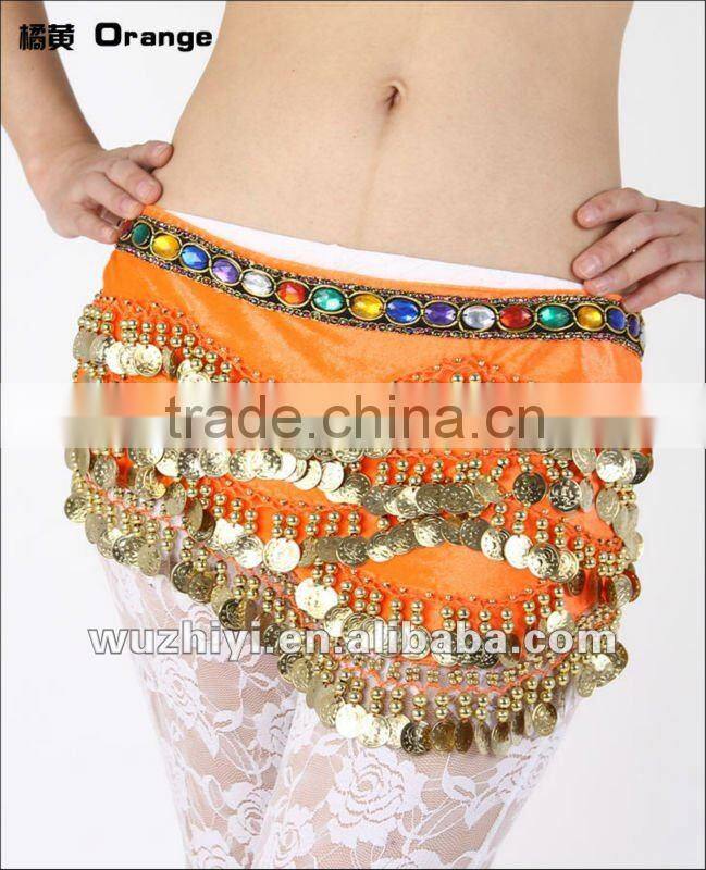 Beaded golden coin velvet belly dance hip belts YL063