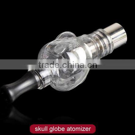 wax atomizer dry herb vaporizer pen skull glass global atomizer set with two coils head Fit for 510 thread battery