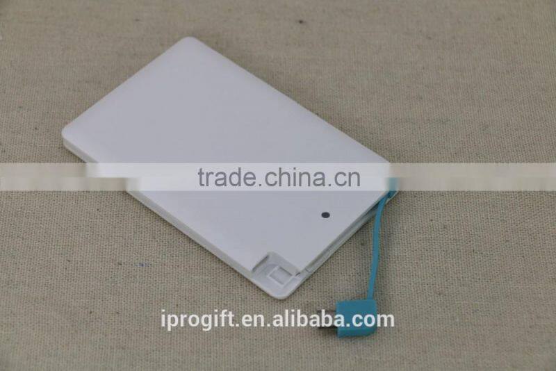 wholesale ultra thin rechargeable credit card power bank 2500mah