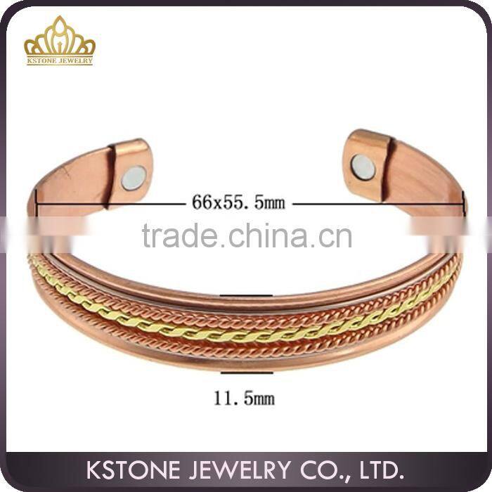 KSTONE Therapy Stone Jewelry Gold Plated Balance Vintage G Style Cuff Magnetic Copper Bangle