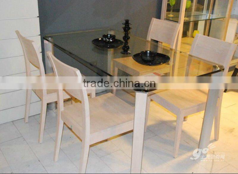 fashionable transparent smooth rectangular glass dining table top