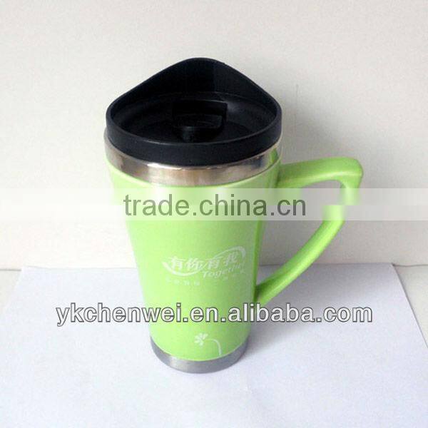 Double Wall Customized Ceramic Travel Mug With Customized Printed