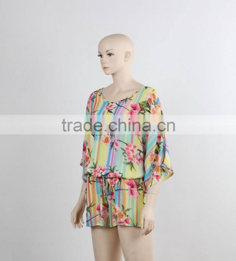 OEM custom sexy jumpsuit summer wear 2016 girl woman beach wear cheap price in Guangzhou