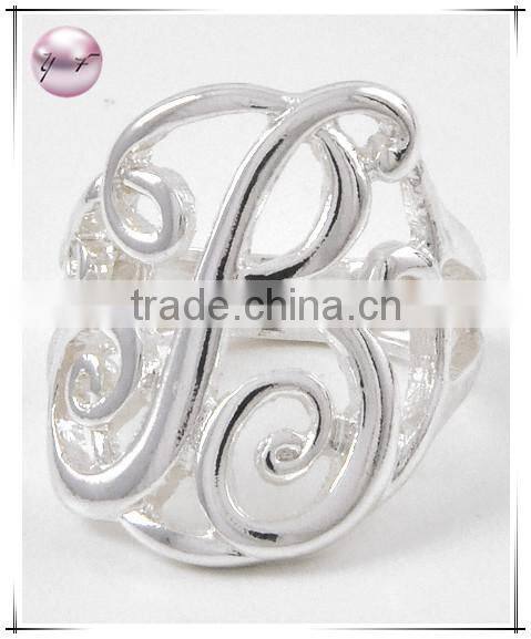 Silver Tone Metal Initial Stretch Ring