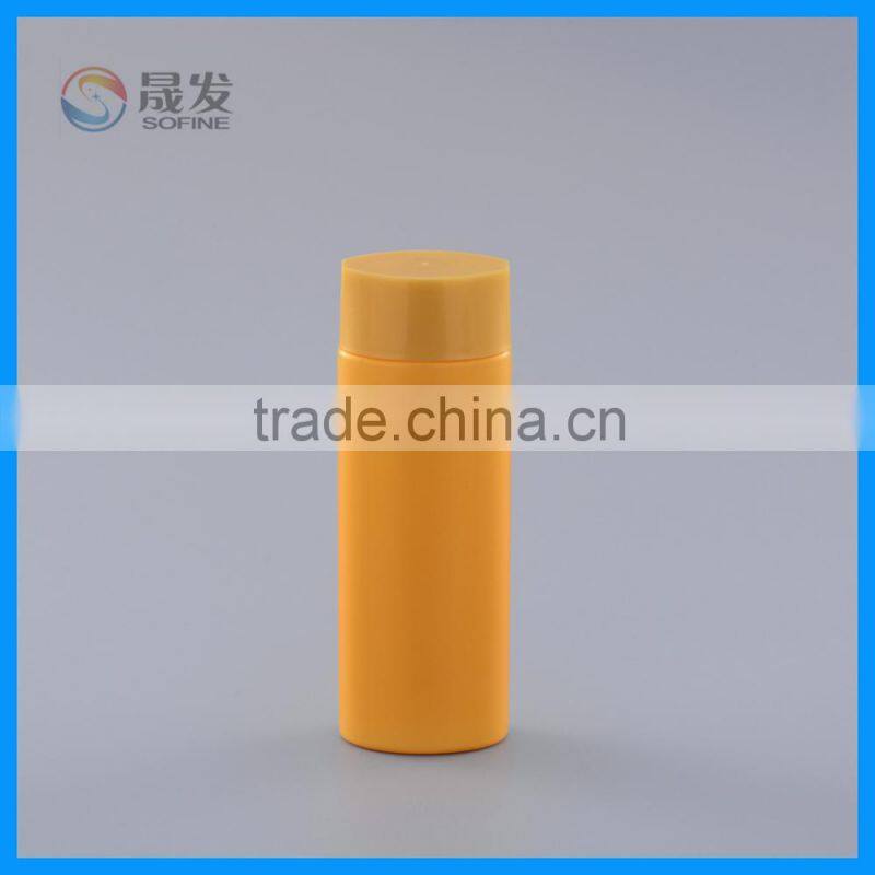 Orange color Biodegradable Cosmetic lotion plastic bottle