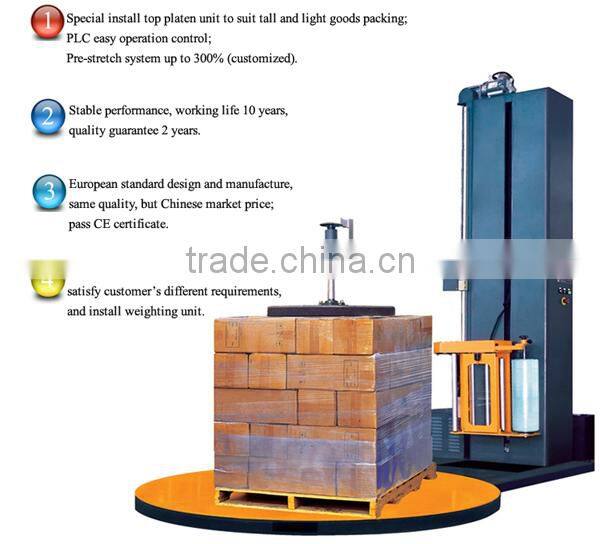 New condition pallet wrapping machine with top platen