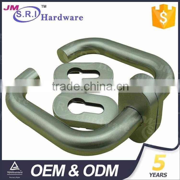 Modern simple stainless steel tube door handle with oval escutcheon