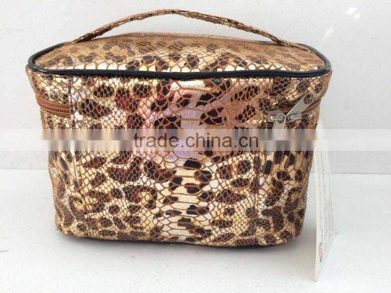 New Designer snake skin gold pu cosmetic bag
