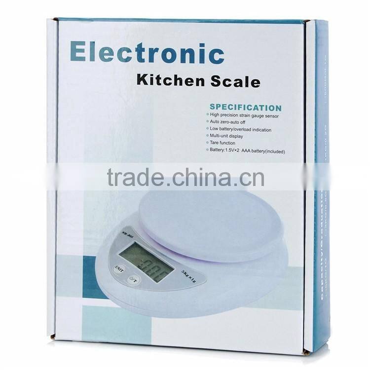 High-end food grade plastic digit 5kg/1g kitchen gram scale
