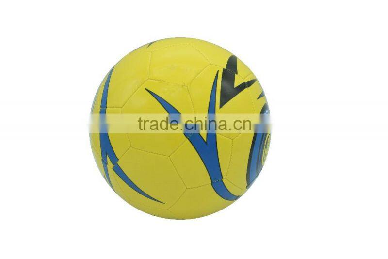 yellow color machine stitched pu matte size 5 football