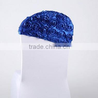 Fashionable Cheap Wholesale Spandex Satin Rosette Chair Cover Chair Cap/ Chair Hood for