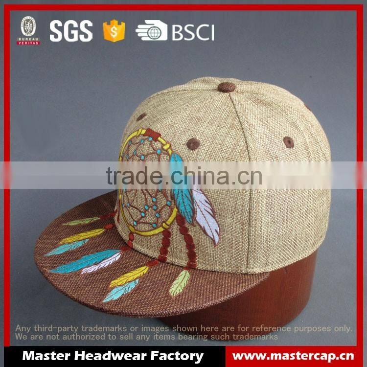 High Quility 6-Panel Falt Brim Cap with Special Front Embroidery