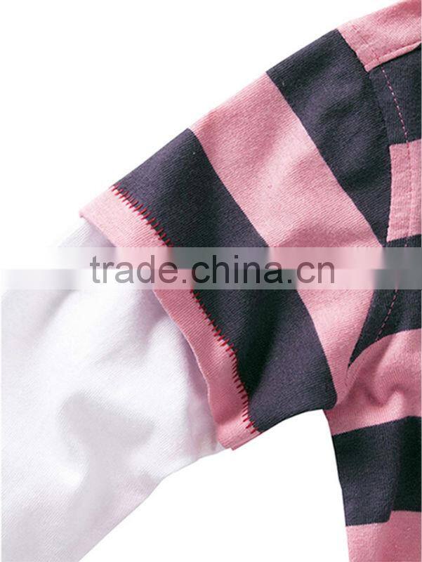 children long sleeve double layer stripe polo shirt