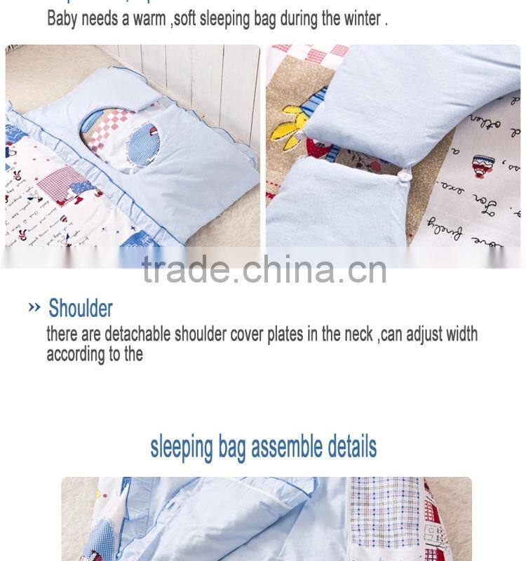 100% cotton Infant Kindergarten anti kicking sleeping bag quilt for four seasons detachable and washable pink teddy bear