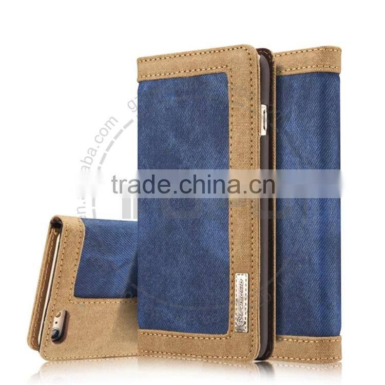 Fashion Denim Wallet Flip Mobile Cowboy leather soft TPU phone Covers Case with card and photo For iphone 6 6s plus