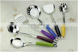 Guangdong 6 pcs Stainless steel Kitchen Utensils with colorful plastic handle