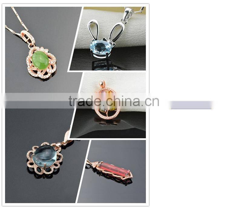 Classic design, 18k real gold plating solid silver necklace fashion jewelry with natural green chalcedony pendant