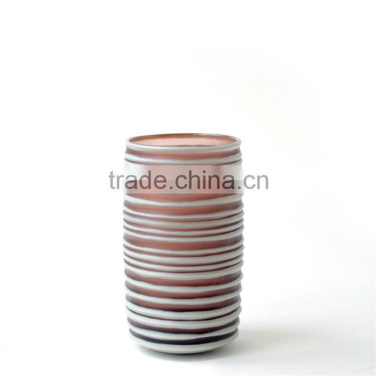 Wholesale Handmade Purple Cylindrical Glass Vase, Hand Carved Art Glass Flower Vase Bottle